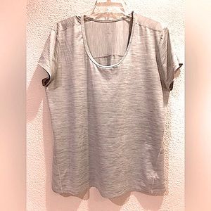 Athleta Chi stripe gray silver scoop neck  t-shirt